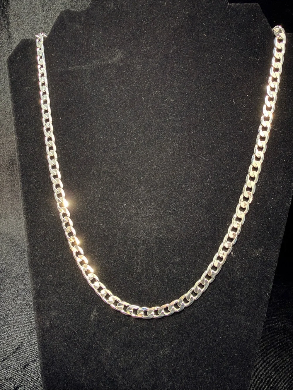 925 Stamped 24in 6.2MM Cuban Necklace WG Finish 29.7g Lobster Clasp BRAND NEW